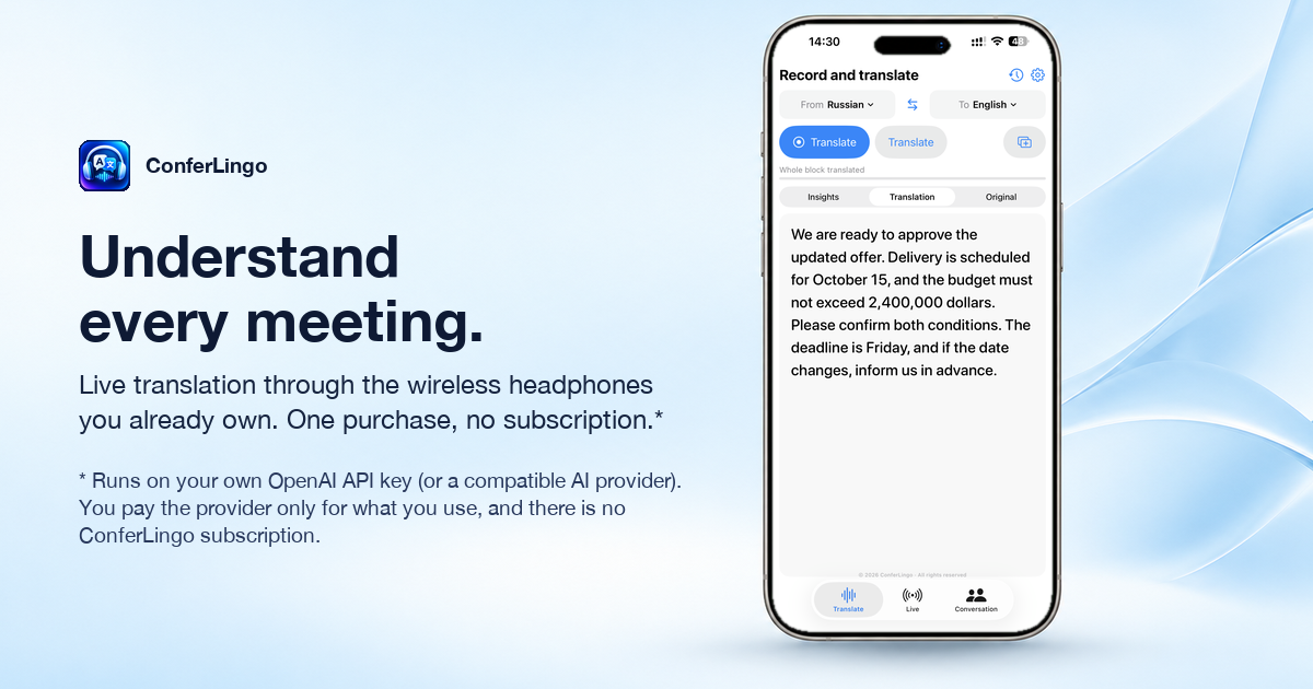 ConferLingo on iPhone
